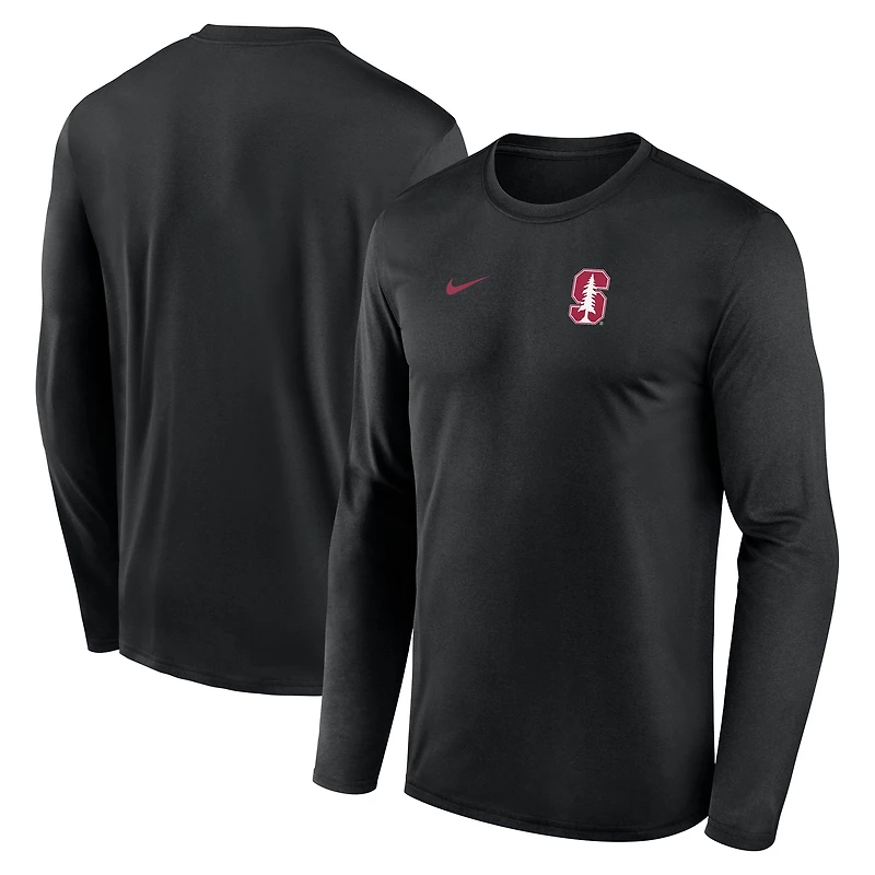 Men's Nike Black Stanford Cardinal 2026 Sideline Small Logo Legend Dri-FIT Long Sleeve T-Shirt