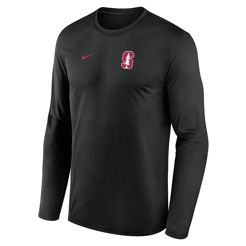 T-shirt à manches longues Nike Stanford Cardinal 2026 Sideline Small Logo Legend Dri-FIT pour homme, noir