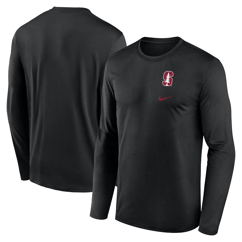T-shirt Nike Stanford Cardinal Primary Stack Legend Performance à manches longues pour homme, noir