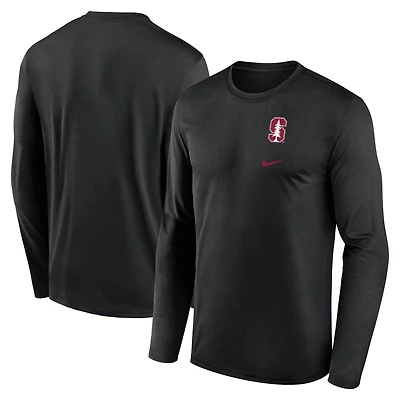 Men's Nike Black Stanford Cardinal Primary Stack Legend Performance Long Sleeve T-Shirt