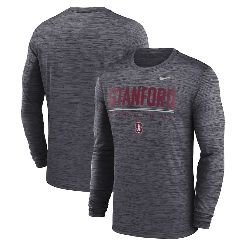 Men's Nike Black Stanford Cardinal Sideline Velocity Dri-FIT Long Sleeve T-Shirt