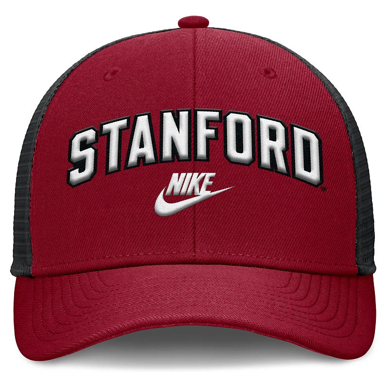 Casquette ajustable Nike Cardinal/Noir Stanford Cardinal Legacy Arch Rise Performance Trucker pour homme