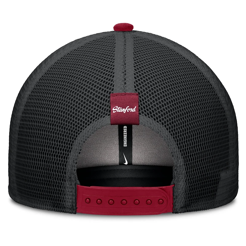 Casquette ajustable Nike Cardinal/Noir Stanford Cardinal Legacy Arch Rise Performance Trucker pour homme