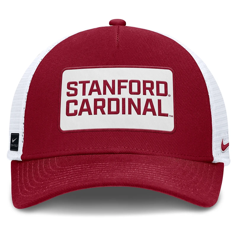 Men's Nike Cardinal/White Stanford Cardinal 2025 On-Field Rise Patch Trucker Adjustable Hat