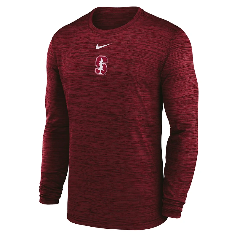 Men's Nike Cardinal Stanford 2025 Sideline Velocity Dri-FIT Long Sleeve T-Shirt