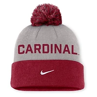 Bonnet en tricot à revers et pompon Nike Stanford Cardinal Primetime Peak pour homme, gris/cardinal