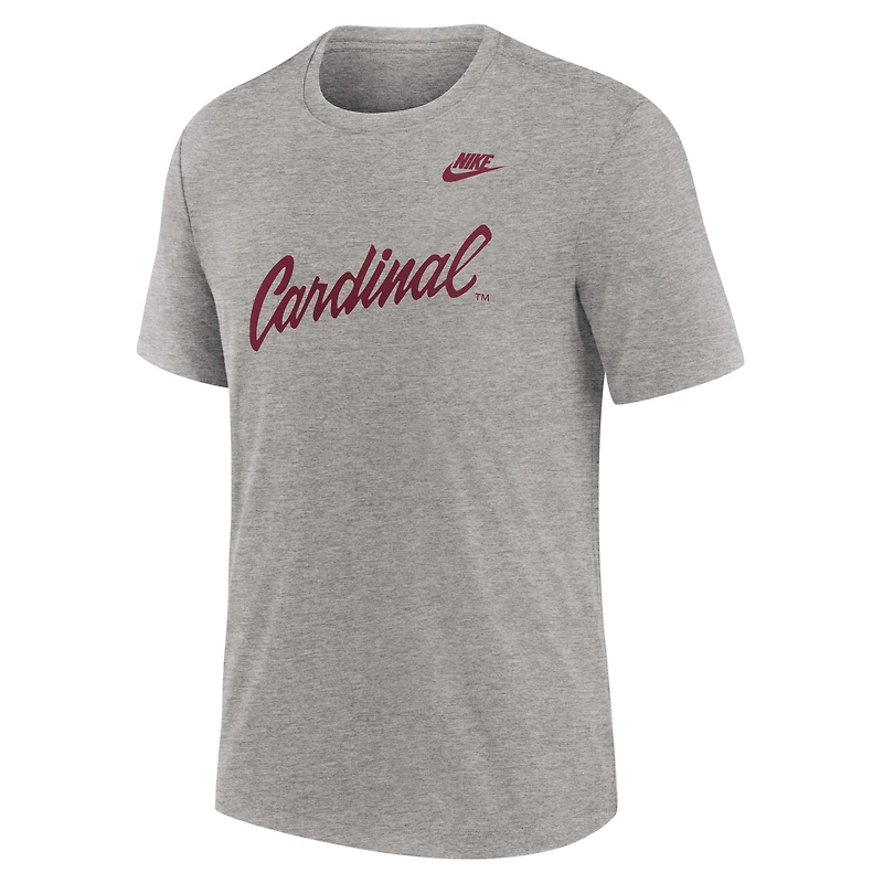 T-shirt Nike Stanford Cardinal Blitz Legacy Primary Tri-Blend gris chiné pour homme