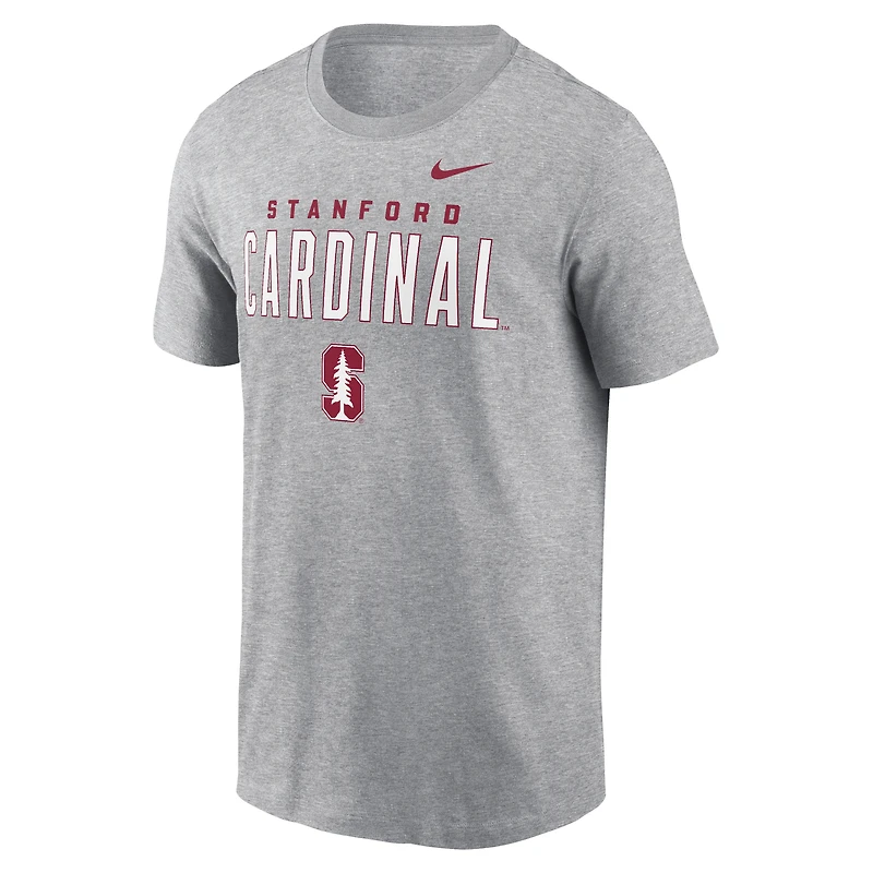 T-shirt Nike Stanford Cardinal Campus 2-Hit Primary Mascot gris chiné pour homme