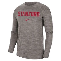 T-shirt à manches longues Nike Stanford Cardinal Team Velocity Performance pour homme, gris chiné