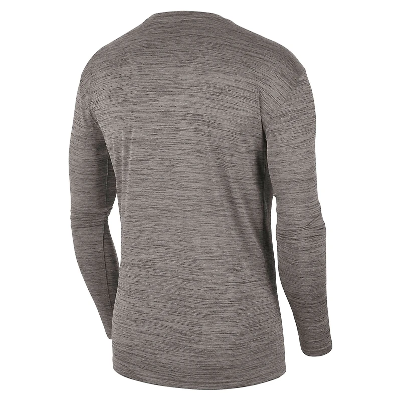 T-shirt à manches longues Nike Stanford Cardinal Team Velocity Performance pour homme, gris chiné
