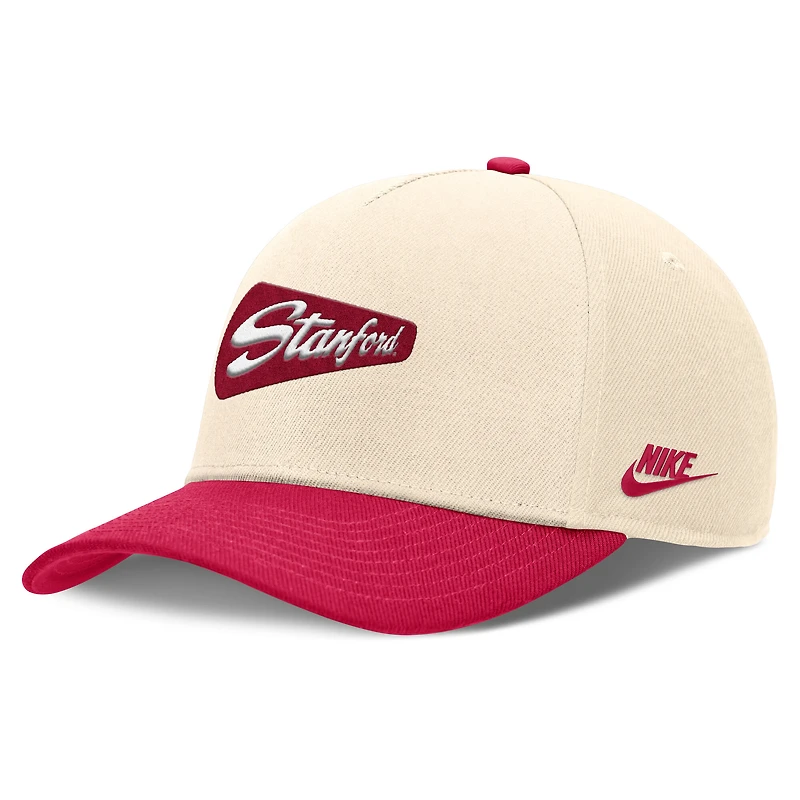 Casquette ajustable Nike Natural/Cardinal Stanford Cardinal Academic Rise Dri-FIT pour homme