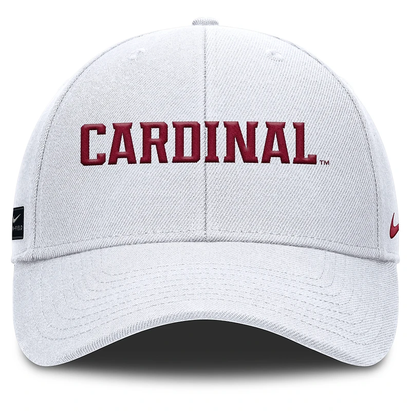 Casquette ajustable Nike Stanford Cardinal 2025 On-Field Rise Performance pour homme, blanche