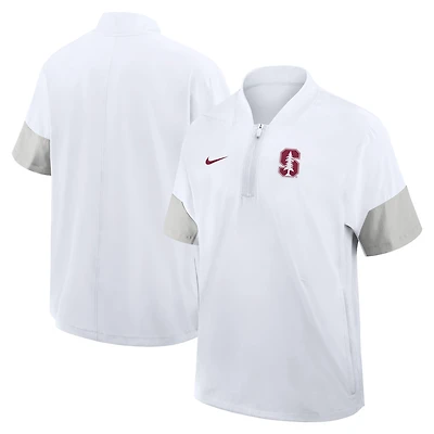 Veste d'entraîneur Nike Stanford Cardinal 2025 Sideline à manches courtes et quart de zip pour homme