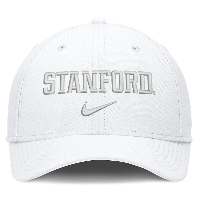 Casquette Nike Stanford Cardinal Rise blanche pour homme, modèle On-Field SwooshFlex Dri-FIT Flex