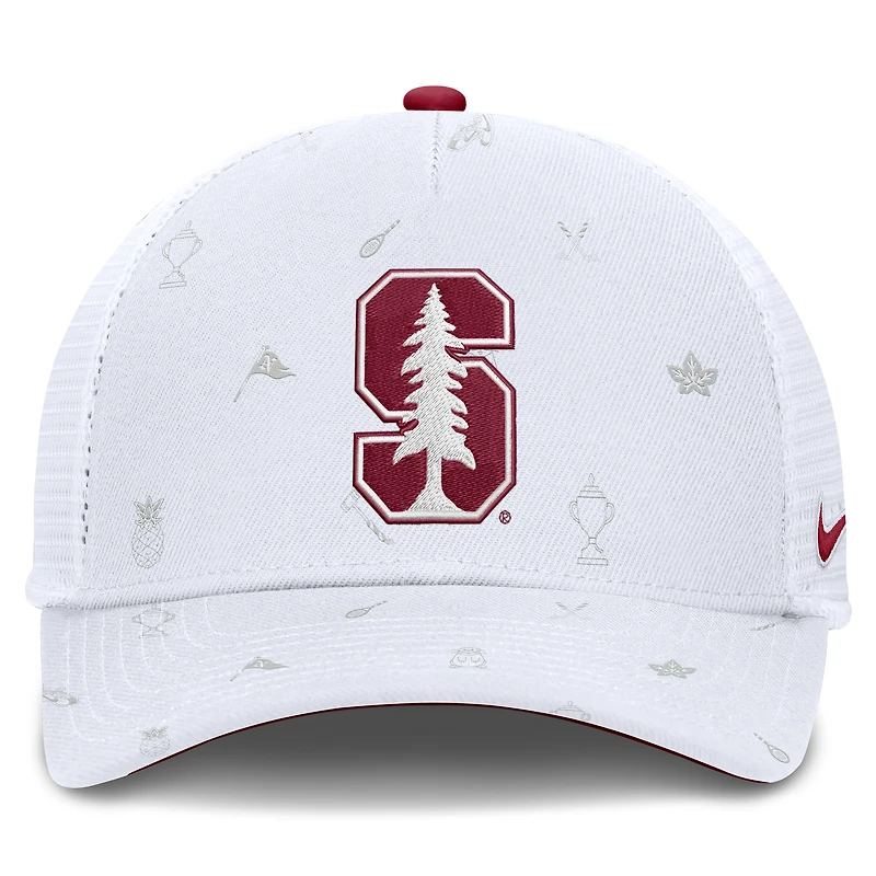 Casquette trucker unisexe Nike blanche Stanford Cardinal Country Club Golfin' Rise ajustable
