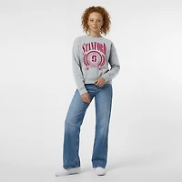 Women's Champion  Heather Gray Stanford Cardinal Academic Crest Powerblend Crewneck Sweatshirt