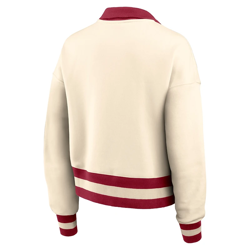 Women's Nike Cream Stanford Cardinal Oversized Legacy Cropped Half-Zip Sweatshirt