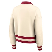 Women's Nike Cream Stanford Cardinal Oversized Legacy Cropped Half-Zip Sweatshirt