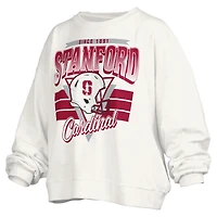 Sweat-shirt rétro surdimensionné Stanford Cardinal blanc pour femme, longueur à la taille, style Janice