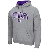 Men's Colosseum Heathered Gray Stephen F Austin Lumberjacks Arch and Logo Pullover Hoodie