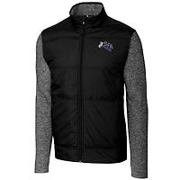 Men's Cutter & Buck Black Stephen F Austin Lumberjacks Vault Stealth Hybrid Quilted Full-Zip Windbreaker Jacket