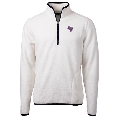 Men's Cutter & Buck Cream Stephen F Austin Lumberjacks Team Logo Cascade Eco Sherpa Fleece Quarter-Zip Pullover Jacket