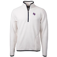 Men's Cutter & Buck Cream Stephen F Austin Lumberjacks Team Logo Cascade Eco Sherpa Fleece Quarter-Zip Pullover Jacket