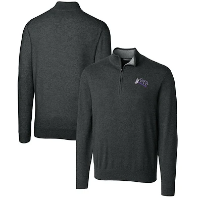 Men's Cutter & Buck Heather Charcoal Stephen F Austin Lumberjacks Lakemont Quarter-Zip Pullover Sweater