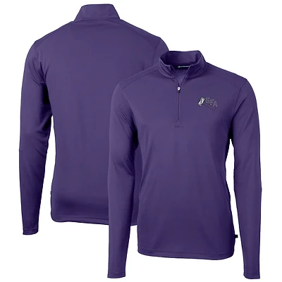 Men's Cutter & Buck Purple Stephen F Austin Lumberjacks Virtue Eco Pique Recycled Quarter-Zip Pullover Top