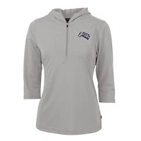 Women's Cutter & Buck Gray Stephen F Austin Lumberjacks Vault Virtue Eco Pique Recycled Half-Zip Pullover Hoodie