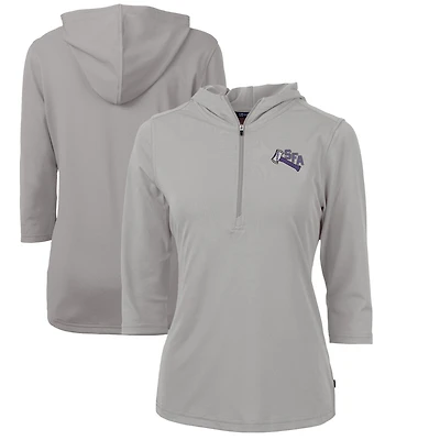 Women's Cutter & Buck Gray Stephen F Austin Lumberjacks Vault Virtue Eco Pique Recycled Half-Zip Pullover Hoodie