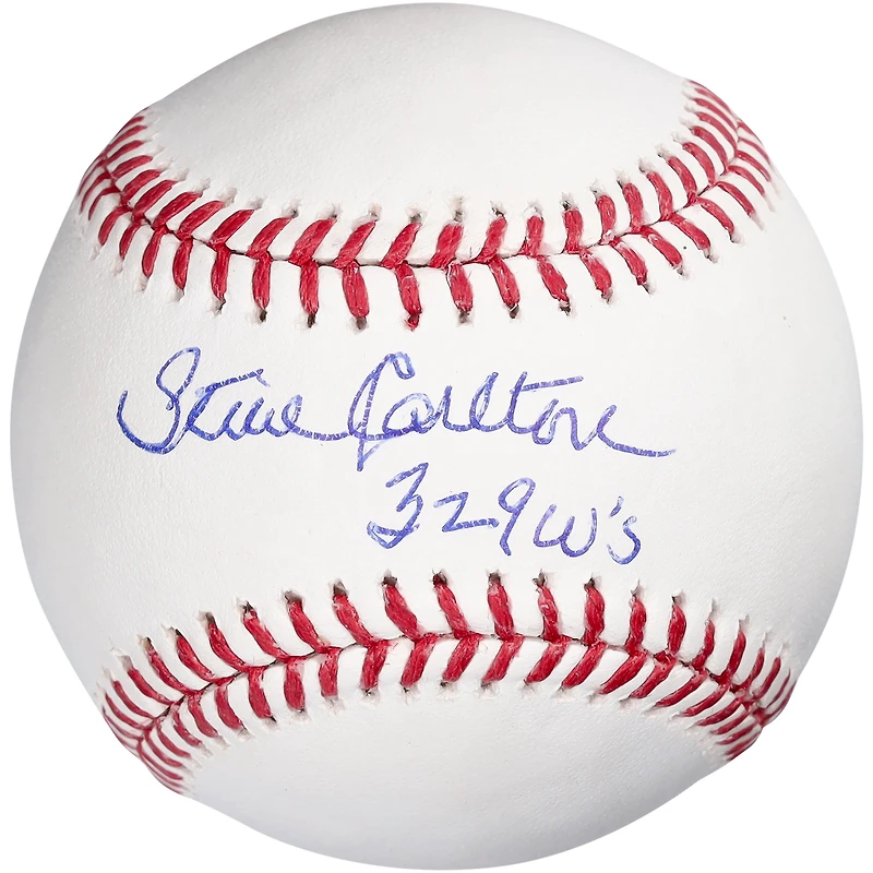 Baseball autographié par Steve Carlton des Philadelphia Phillies avec l'inscription « 329 Wins »