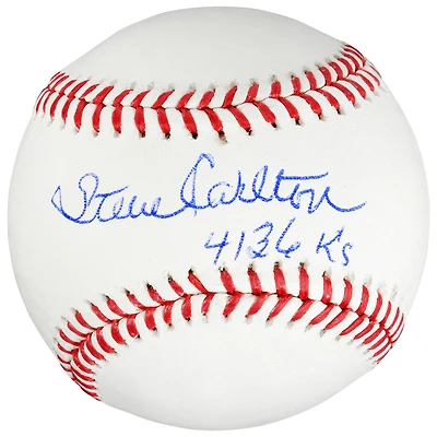 Steve Carlton Philadelphia Phillies Autographed Baseball with "4136 K's" Inscription