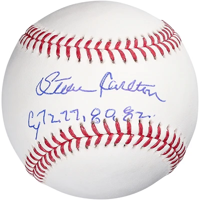 Baseball autographié par Steve Carlton des Philadelphia Phillies avec inscription Cy 72 77 80 82