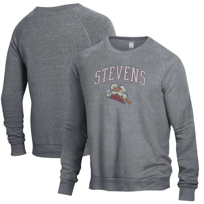 Sweat-shirt à enfiler pour homme Stevens Institute of Technology Ducks The Champ, gris chiné, en mélange de trois matières.