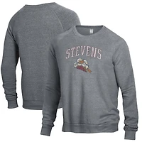 Sweat-shirt à enfiler pour homme Stevens Institute of Technology Ducks The Champ, gris chiné, en mélange de trois matières.