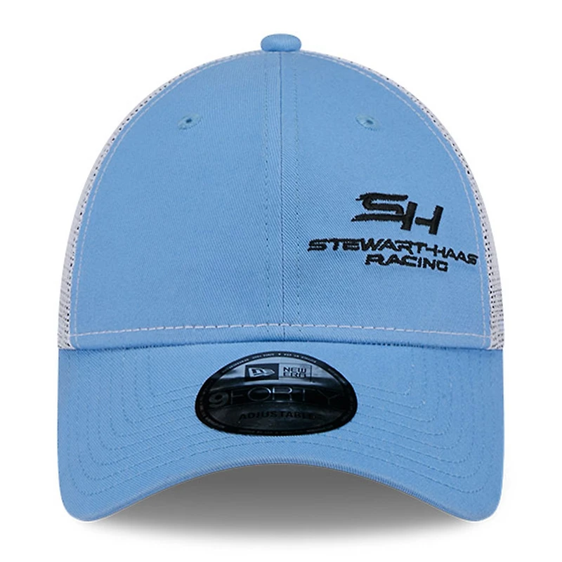 Men's New Era  Light Blue Stewart-Haas Racing 9FORTY Trucker Adjustable Hat