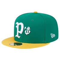 Casquette ajustée 59FIFTY pour homme New Era verte/jaune Stockton Ports Authentic Collection