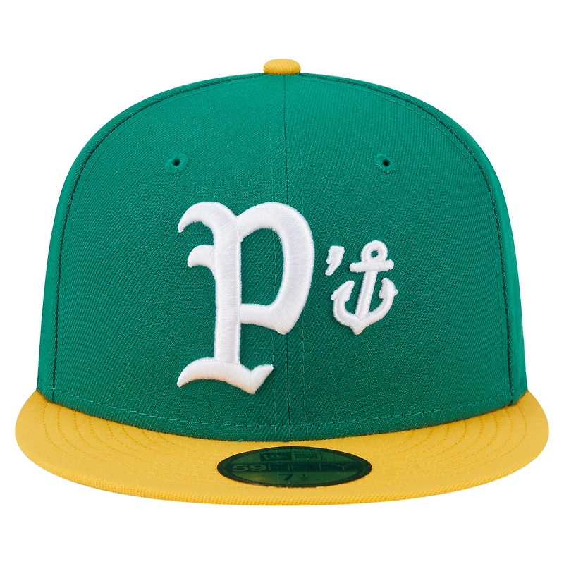 Casquette ajustée 59FIFTY pour homme New Era verte/jaune Stockton Ports Authentic Collection