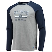 Men's Navy/Heathered Gray Sugar Land Space Cowboys Long Sleeve Baseball T-Shirt