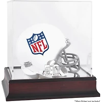 Vitrine avec logo pour mini casque Super Bowl 50 en acajou