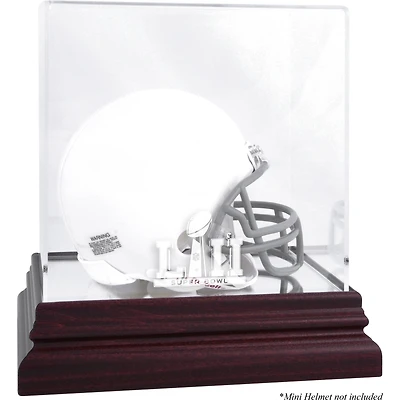 Vitrine avec logo pour mini casque Super Bowl LII en acajou