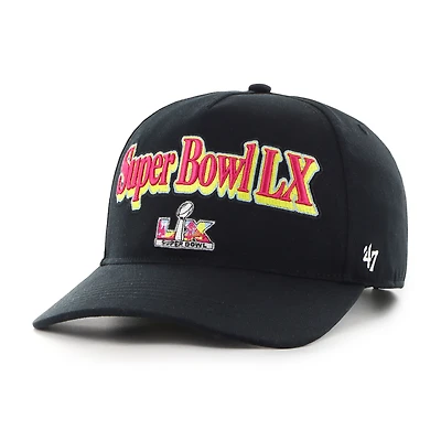 Men's '47  Black Super Bowl LX Script Fade Relaxed Adjustable Hitch Hat