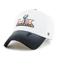 Men's '47  White/Black Super Bowl LX Distressed Two-Tone Clean Up Adjustable Hat
