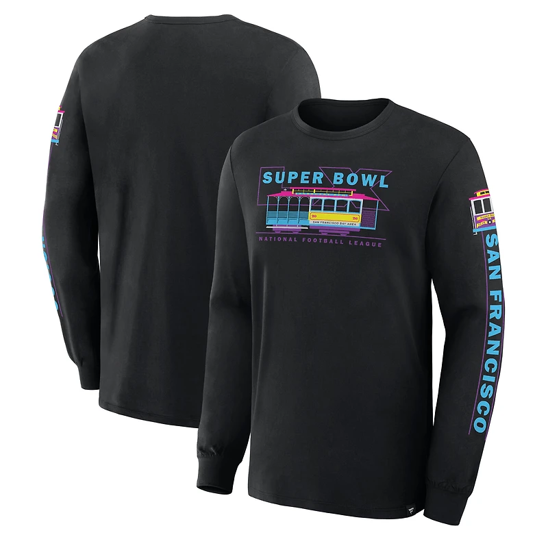 Men's Fanatics Black Super Bowl LX Trolley Car Long Sleeve T-Shirt