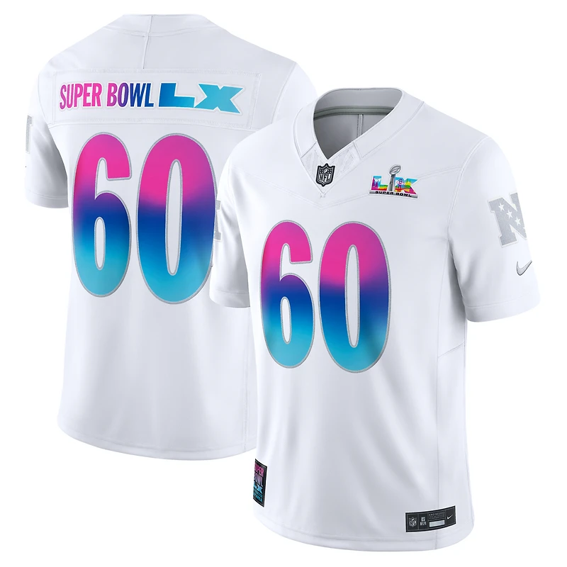 Maillot Nike Vapor F.U.S.E. blanc Super Bowl LX pour homme