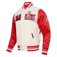Men's Pro Standard Cream Super Bowl LIX Sublimated Satin Full-Snap Jacket