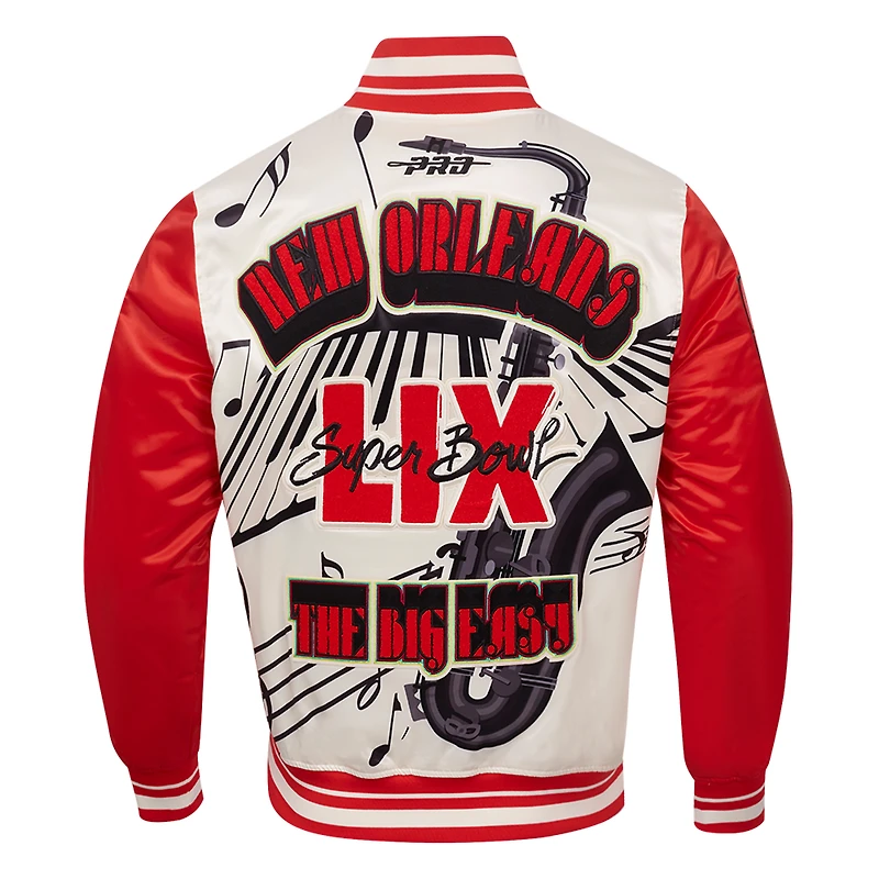 Men's Pro Standard Cream Super Bowl LIX Sublimated Satin Full-Snap Jacket