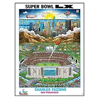 Affiche du Super Bowl LX (45,7 x 61 cm) - Illustration de Charles Fazzino