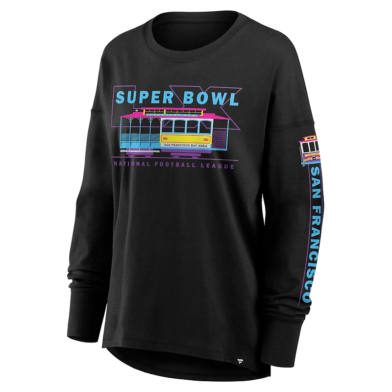 Women's Fanatics Black Super Bowl LX Trolley Car Long Sleeve T-Shirt